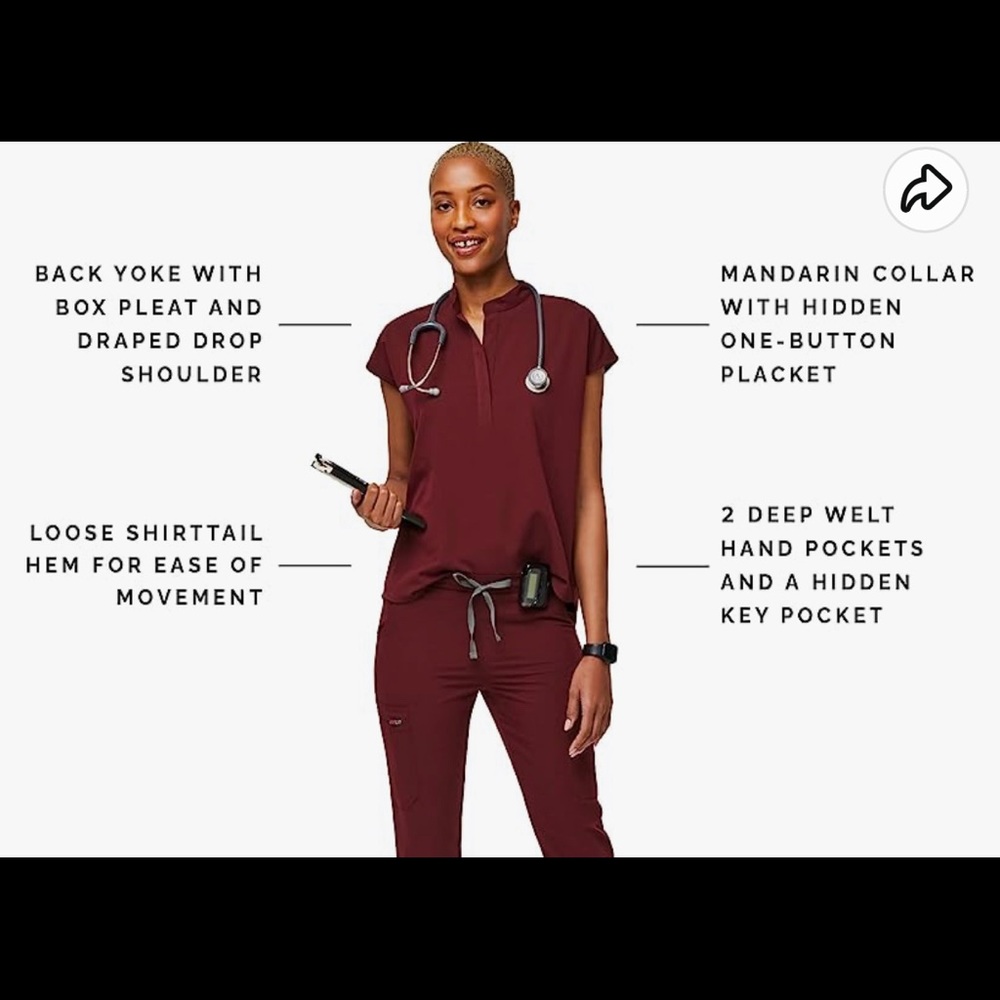 FIGS matching set!S/T joggers and small top:Maroon